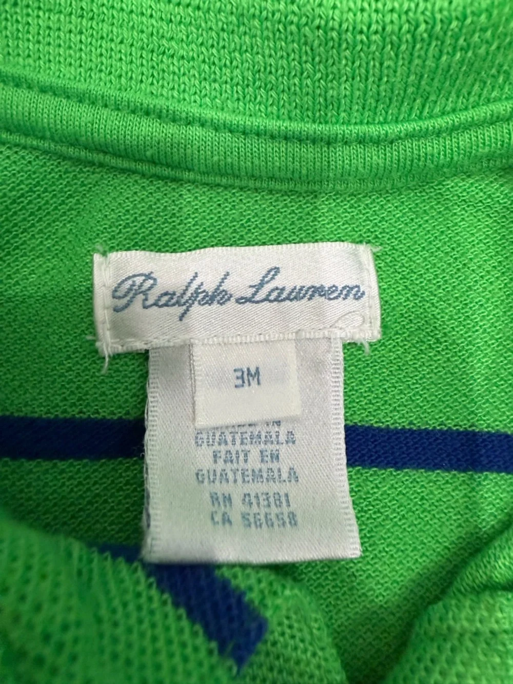 Ralph Lauren Baby One Piece Green‎ Stripes Embroidered Logo 3 Month